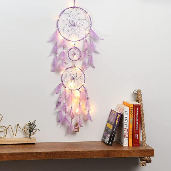 Windchimes & Dreamcatchers - Amazo Feather Dreamcatcher With Light - Purple