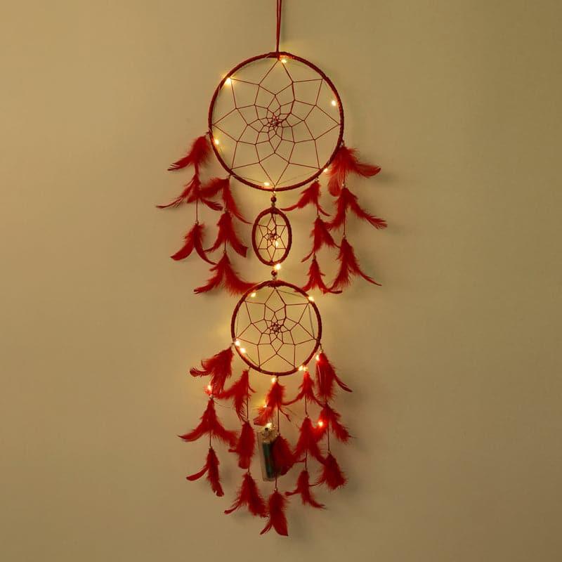 Buy Amazo Feather Dreamcatcher With Light - Red Dreamcatchers from Vaaree