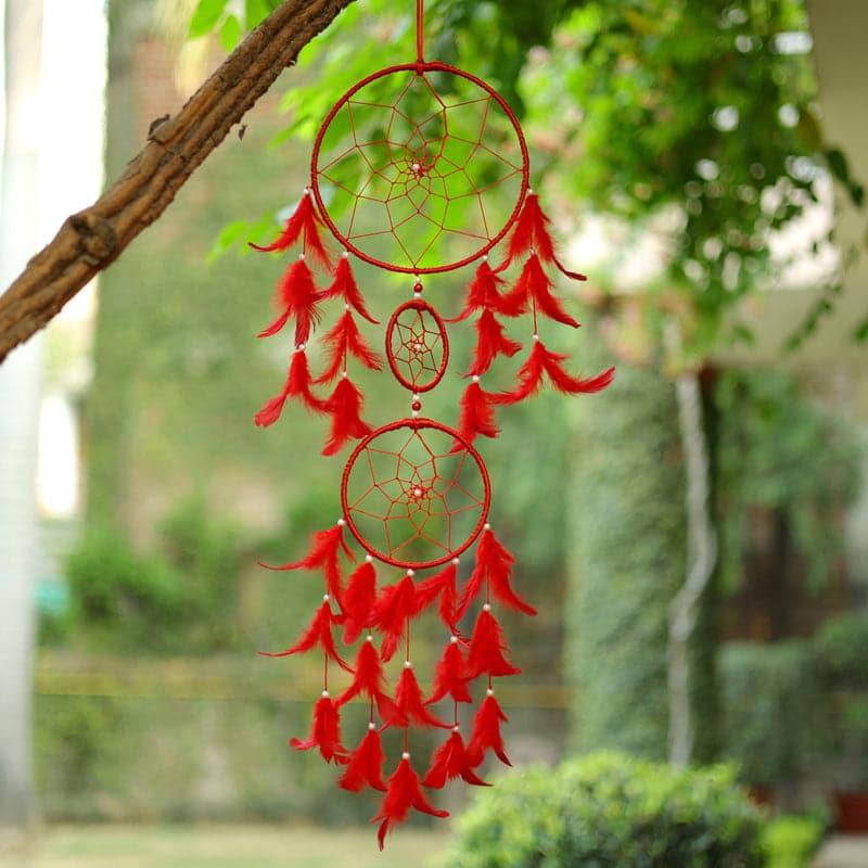 Buy Amazo Feather Dreamcatcher With Light - Red Dreamcatchers from Vaaree