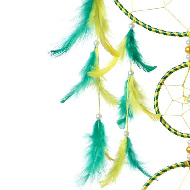 Windchimes & Dreamcatchers - Amazo Feather Dreamcatcher With Light - Yellow & Green