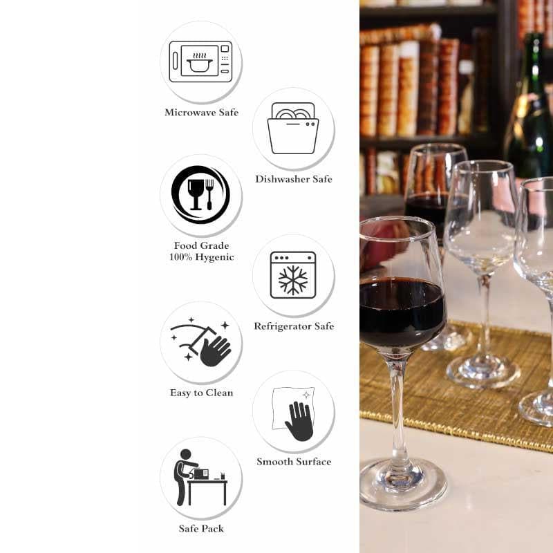 Buy Bruzzo Wine Glass (230 ml ) - Set Of Six Wine & Champagne Glasses from Vaaree