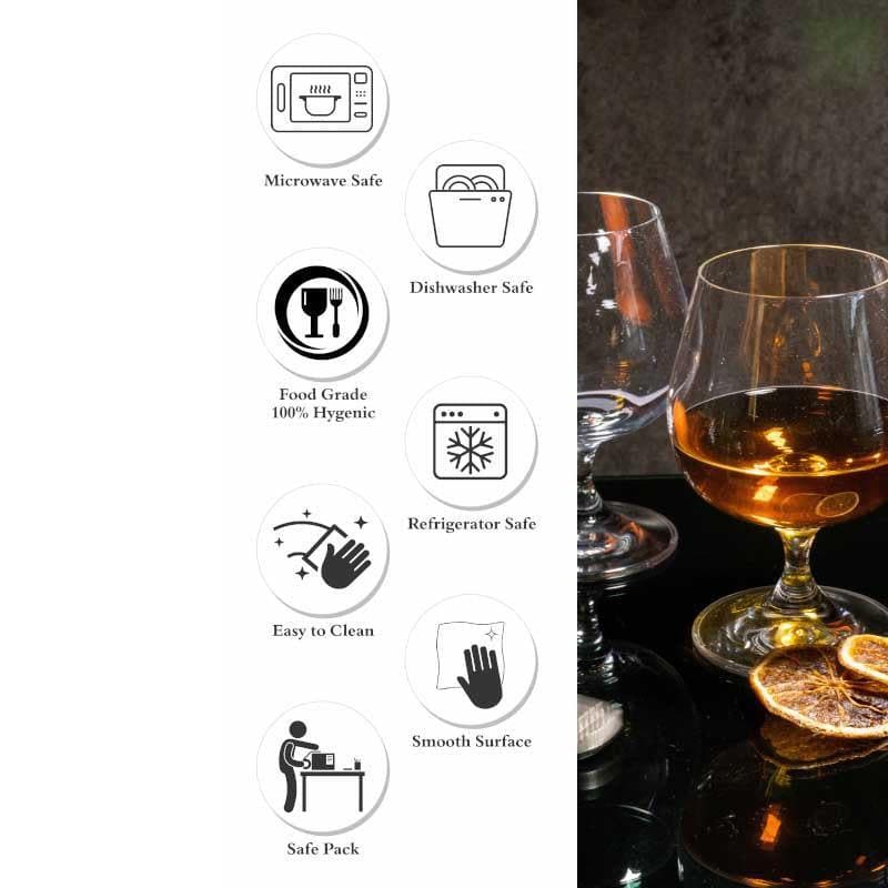 Buy Suba Brandy Glass (250 ml ) - Set Of Six Wine & Champagne Glasses from Vaaree