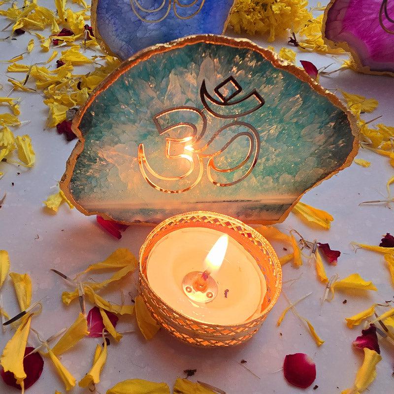 Buy Festive Om Tealight Candle Holder - Green Gift Box from Vaaree