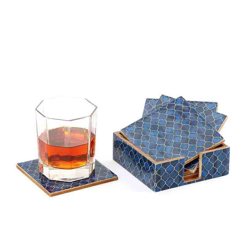 Buy Ombre Checkered Coasters - Blue - Set Of 6 at Vaaree online | Beautiful Coaster to choose from
