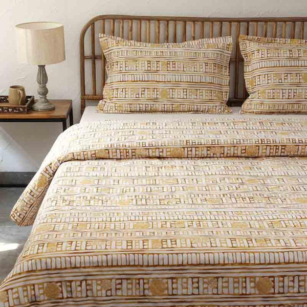 Buy Bricked Printed Duvet Cover- Yellow at Vaaree online | Beautiful Duvet Covers to choose from