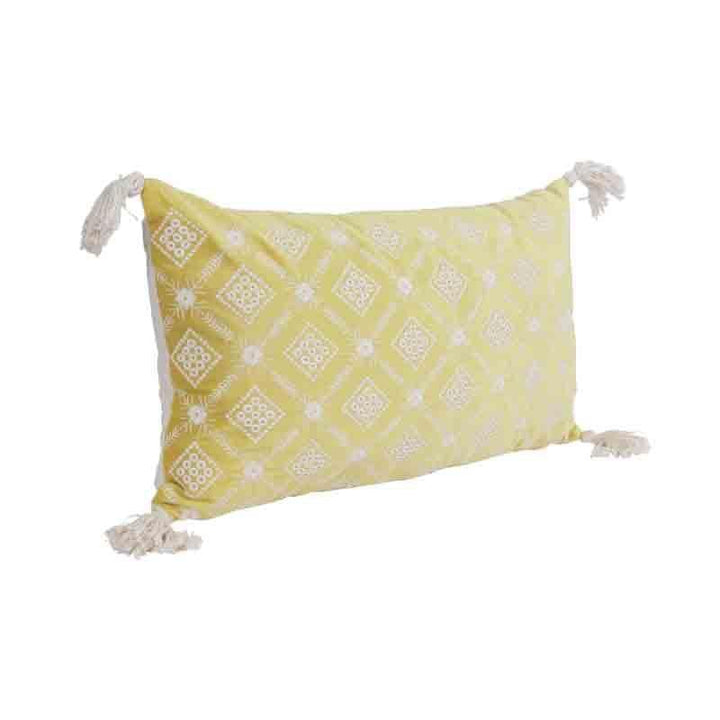 Buy Embroidered Lattice Cushion Cover - (Yellow) at Vaaree online | Beautiful Cushion Covers to choose from