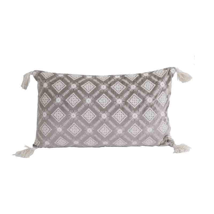Buy Embroidered Lattice Cushion Cover - (Grey) - Set Of Two at Vaaree online | Beautiful Cushion Cover Sets to choose from