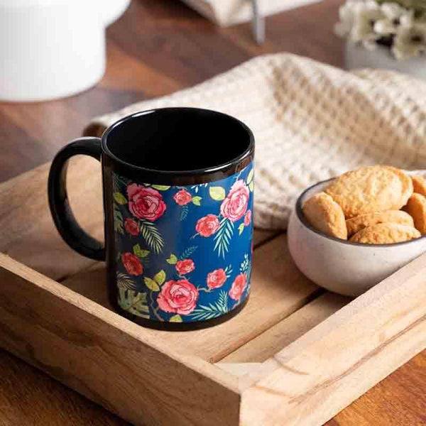 Buy Misty Morning Roses Blue Black Mug at Vaaree online | Beautiful Mug to choose from