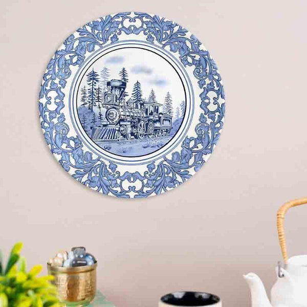 Train Blue Pottery Inspired Decorative Plates