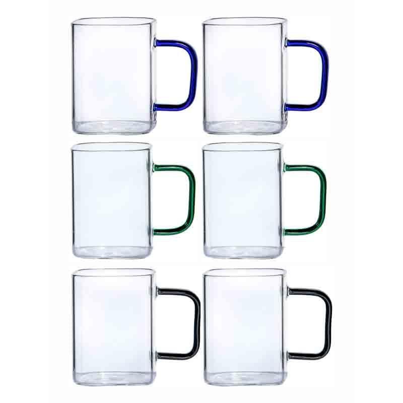 Buy Titan Glass Tea Cups with coloured handles - Set of Six at Vaaree online | Beautiful Tea Cup to choose from