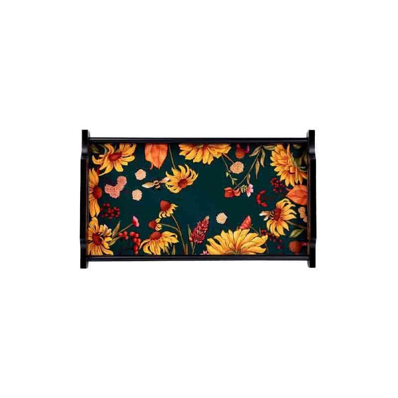 Buy Floral Bliss Green Wooden Trays at Vaaree online | Beautiful Serving Tray to choose from