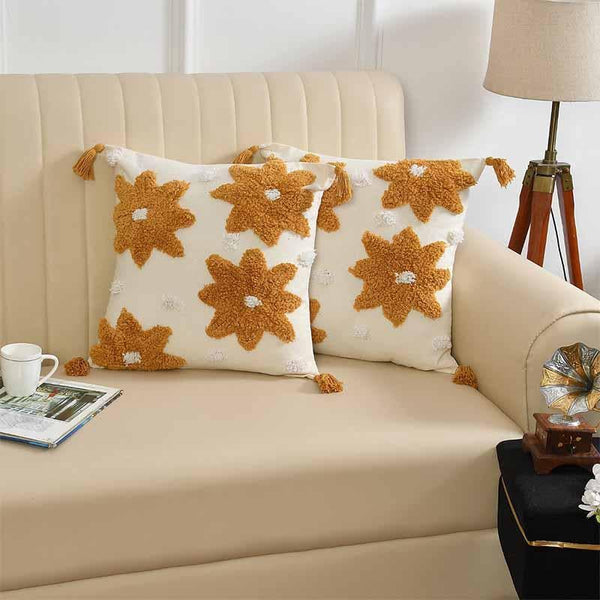 Buy Happy Sunflower Cushion Cover- Set Of Two at Vaaree online | Beautiful Cushion Cover Sets to choose from
