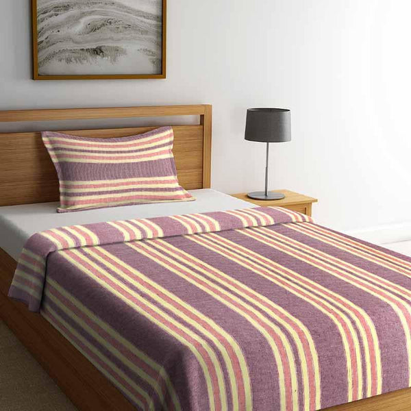 Buy Parallel Stroke Bedcover - Purple/Yellow at Vaaree online | Beautiful Bedcovers to choose from
