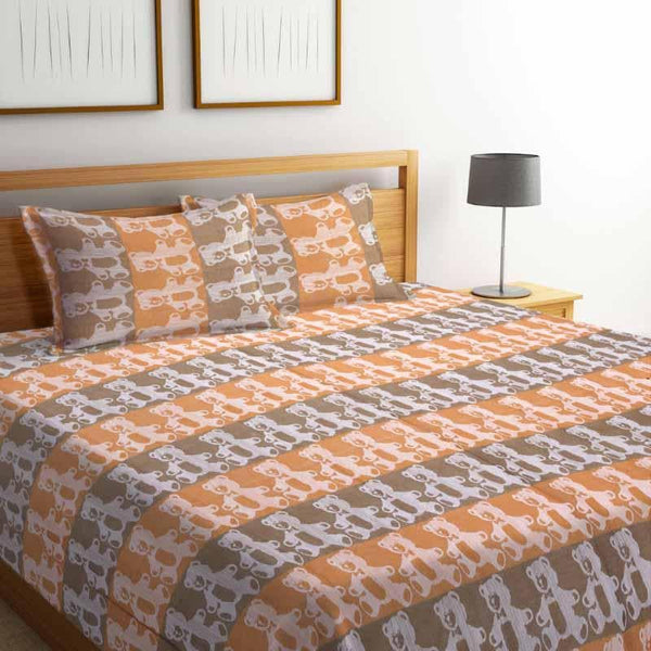 Buy Bruno Grizz Bedcover - Orange/Grey at Vaaree online | Beautiful Bedcovers to choose from