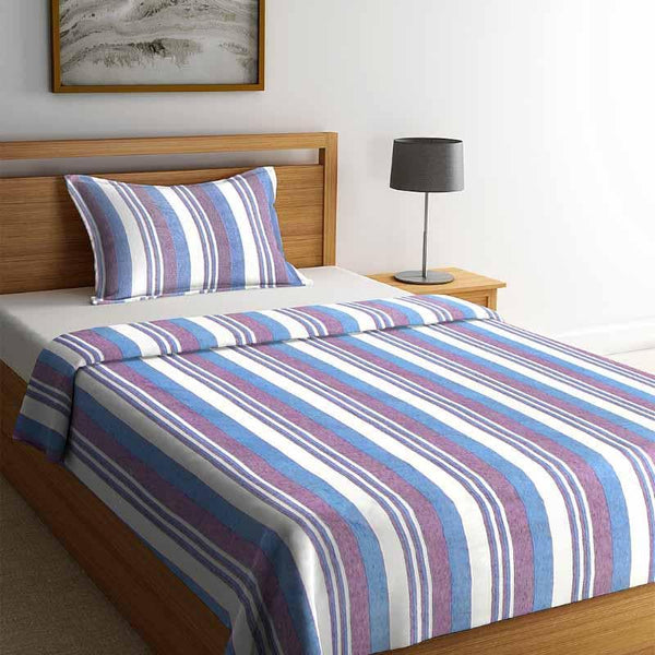 Buy Parallel Stroke Bedcover - Blue/Grey at Vaaree online | Beautiful Bedcovers to choose from