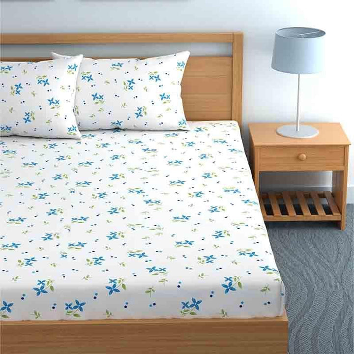 Buy Mini Floral Bedsheet - Blue & White at Vaaree online | Beautiful Bedsheets to choose from