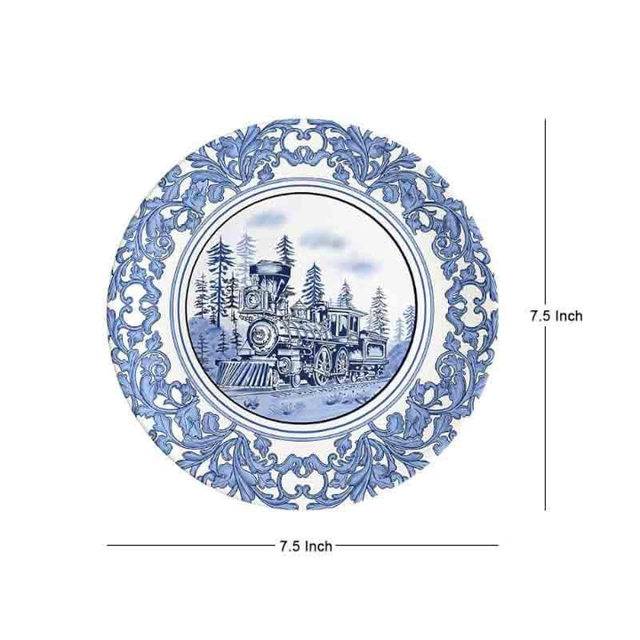 Buy Train Blue Pottery Inspired Decorative Plates at Vaaree online | Beautiful Wall Plates to choose from