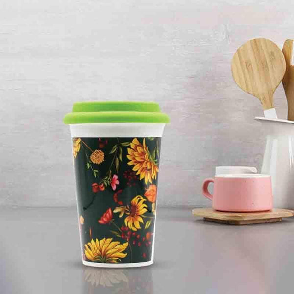 Floral Bliss Coffee Mug- Green