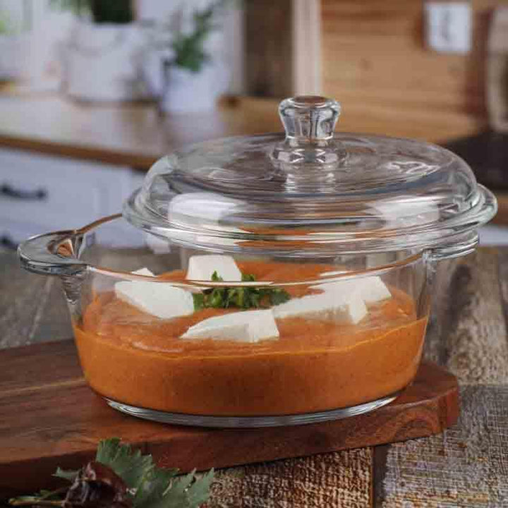 Buy Perika Glass Serving Pot (Round) at Vaaree online | Beautiful Casserole to choose from