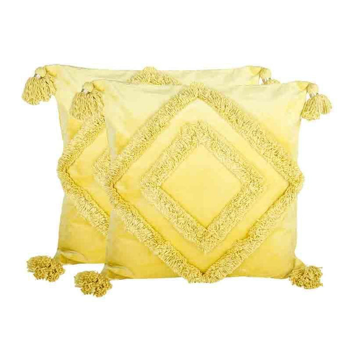 Buy Diamond Rings Tufted Cushion Cover - (Yellow) - Set Of Two at Vaaree online | Beautiful Cushion Cover Sets to choose from