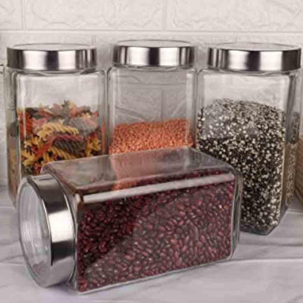 Buy Fiona Storage Container with steel lid (2000 ML Each) - Set of Four at Vaaree online | Beautiful Jar to choose from