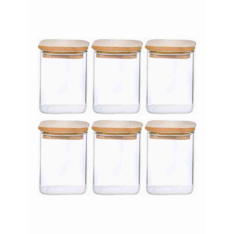 Buy Aura Storage Jar with Wooden Lid (230 ml each) - Set of Six at Vaaree online | Beautiful Jars to choose from