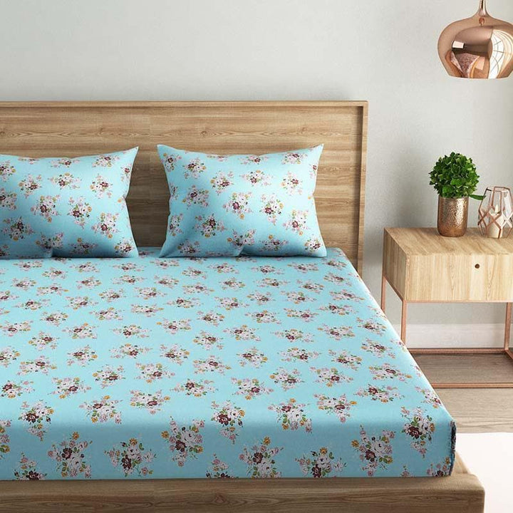 Buy Floral Fantasy Bedsheet- Blue at Vaaree online | Beautiful Bedsheets to choose from