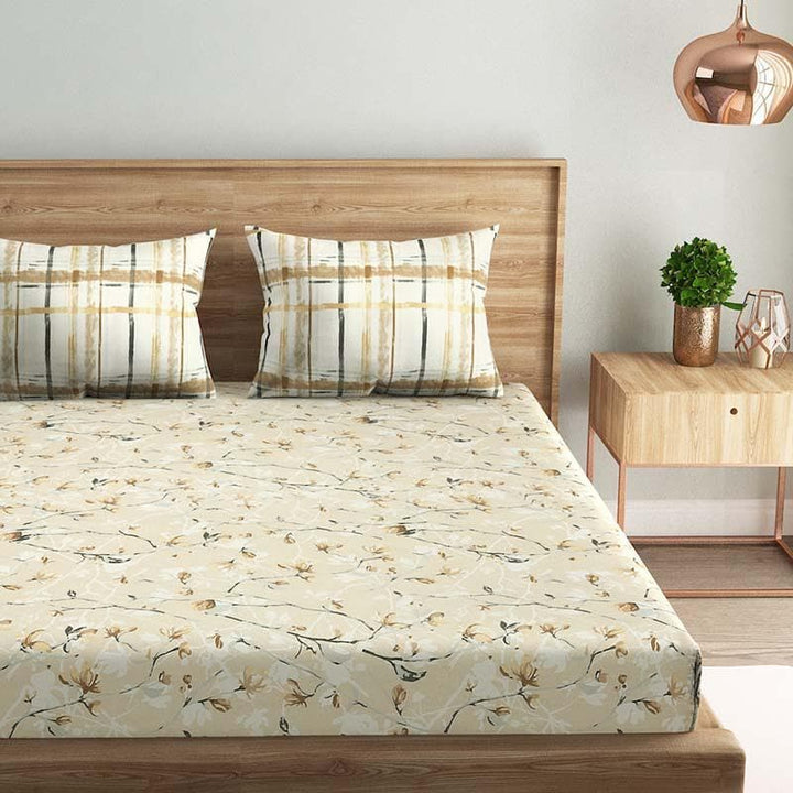 Buy Twigs & Flowers Bedsheet- Yellow at Vaaree online | Beautiful Bedsheets to choose from