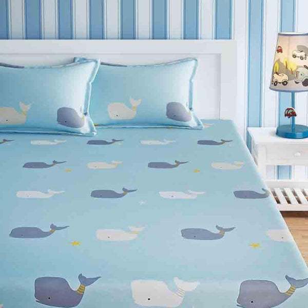Buy Blue Whales Bedsheet at Vaaree online | Beautiful Bedsheets to choose from