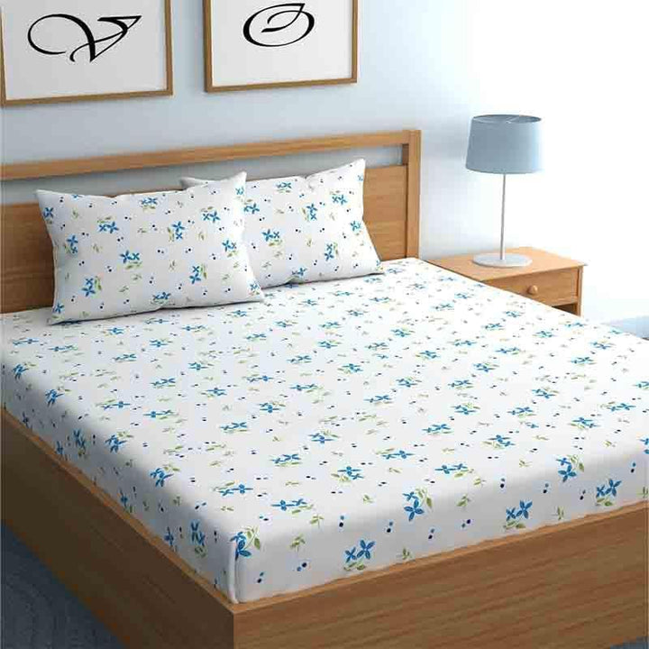 Buy Mini Floral Bedsheet - Blue & White at Vaaree online | Beautiful Bedsheets to choose from