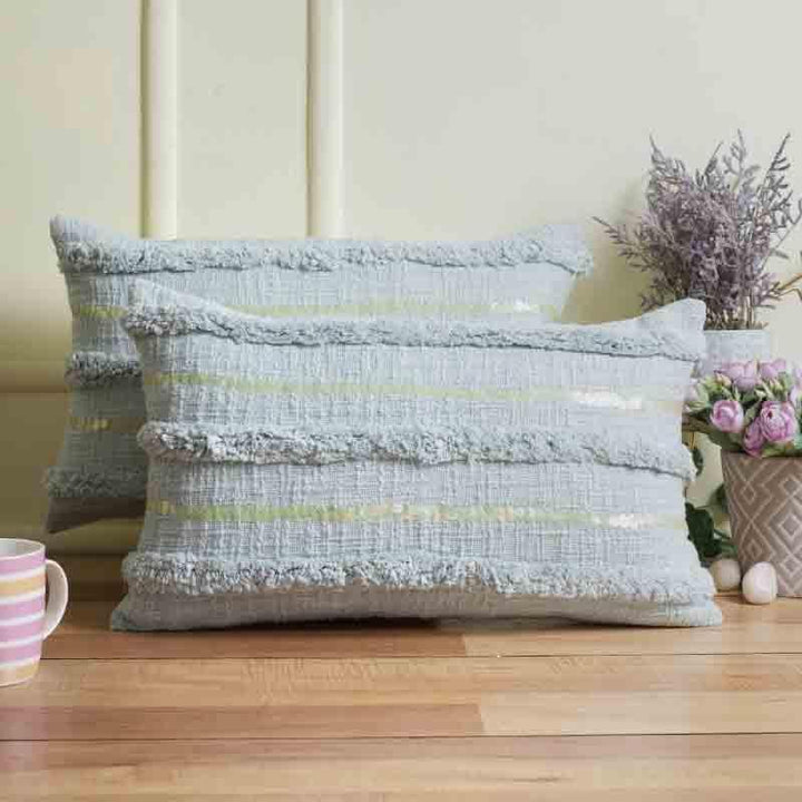 Buy Tinsel Cushion Cover - (Blue) - Set Of Two at Vaaree online | Beautiful Cushion Cover Sets to choose from