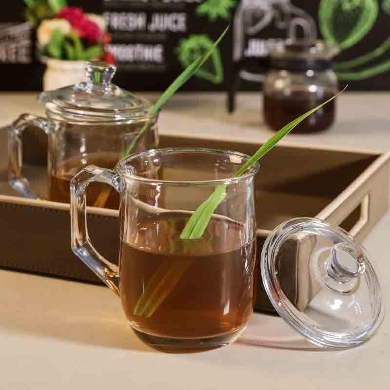 Buy Revive Glass Mug with Lid- Set of Two at Vaaree online | Beautiful Tea Cup to choose from