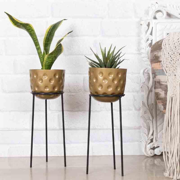 Buy Dimpled Planter With Stand - Set Of Two at Vaaree online | Beautiful Pots & Planters to choose from