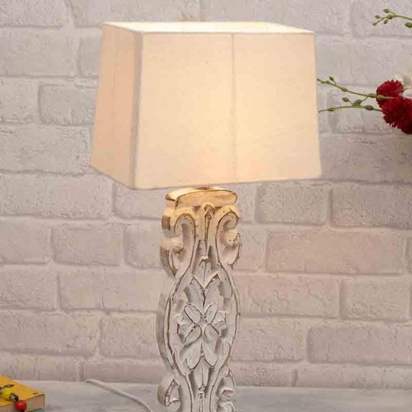Buy Meraki Carved Table Lamp - White at Vaaree online | Beautiful Table Lamp to choose from