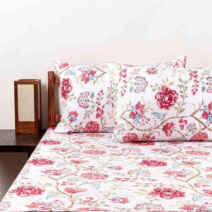 Buy Blossomed Crossways Bedsheet - Red at Vaaree online | Beautiful Bedsheets to choose from
