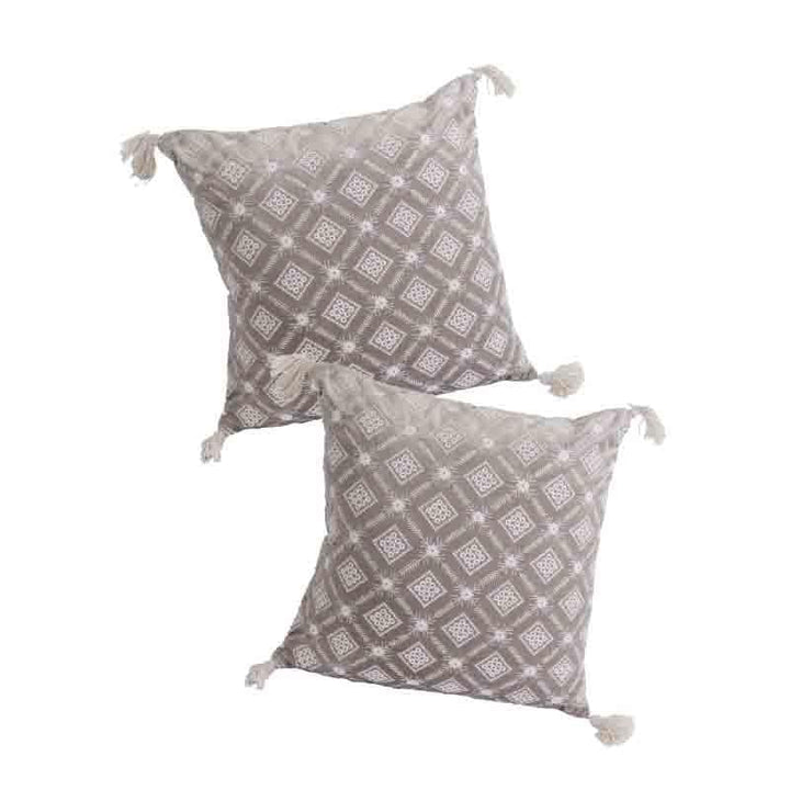 Buy Diamond Lattice Cushion Cover - (Grey ) - Set Of Two at Vaaree online | Beautiful Cushion Cover Sets to choose from