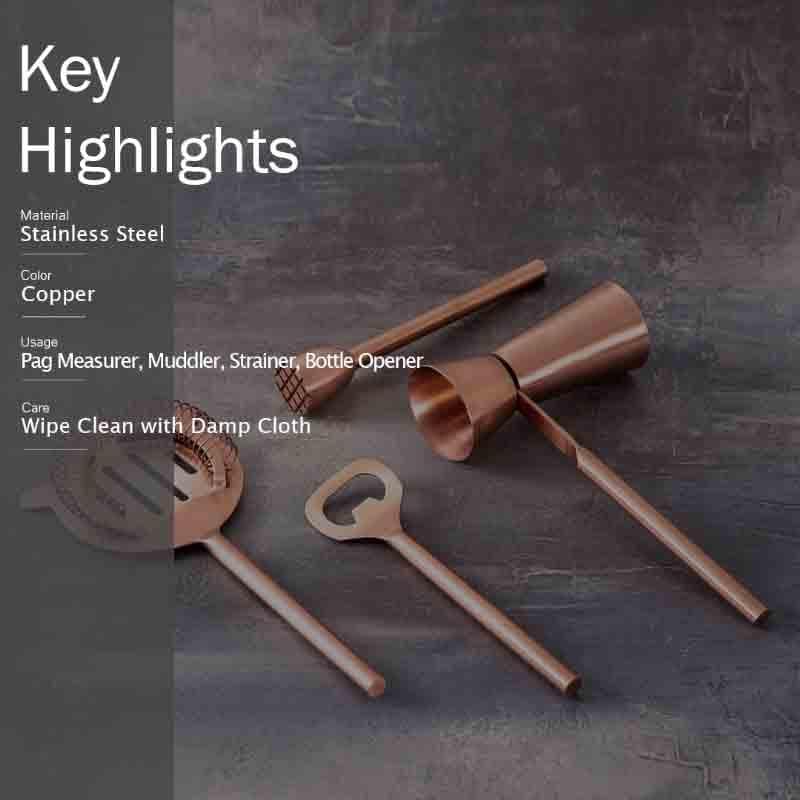 Buy Sassy Bartender Tools (Copper) - Set Of Four at Vaaree online | Beautiful Barware Tools to choose from