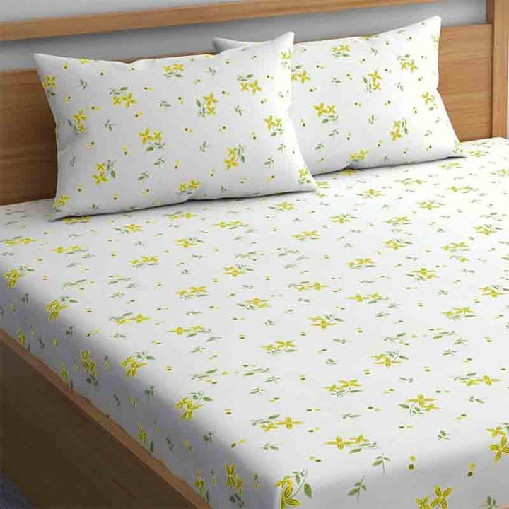 Buy Mini Floral Bedsheet - Yellow & White at Vaaree online | Beautiful Bedsheets to choose from