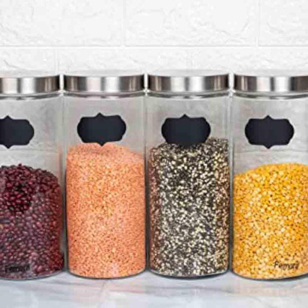 Buy Metro Storage Jar with steel lid (2200 ML Each) - Set of Four at Vaaree online | Beautiful Jar to choose from