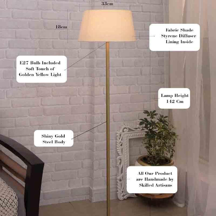 Buy Gabriella Floor Lamp - Gold & White at Vaaree online | Beautiful Floor Lamp to choose from