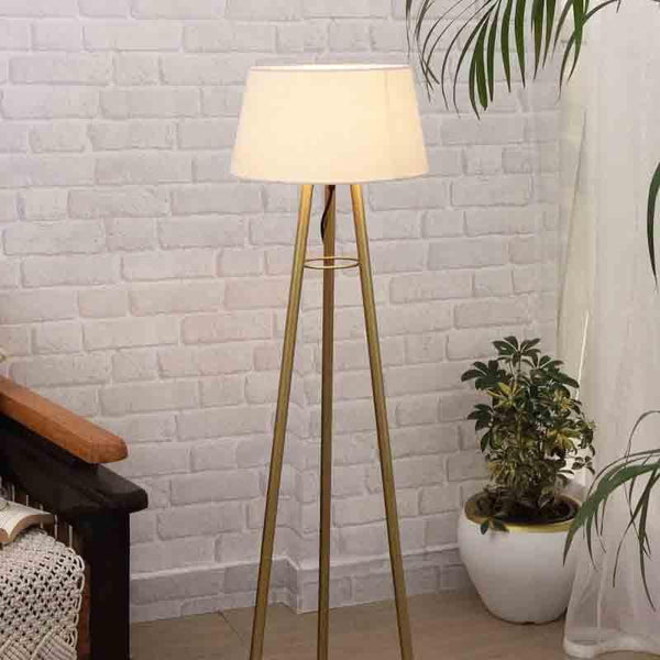 Buy Sleekie Tripod Floor Lamp - Gold & White at Vaaree online | Beautiful Floor Lamp to choose from