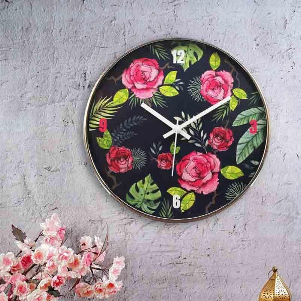 Buy Misty Morning Blue Roses Wall Clock at Vaaree online | Beautiful Wall Clock to choose from
