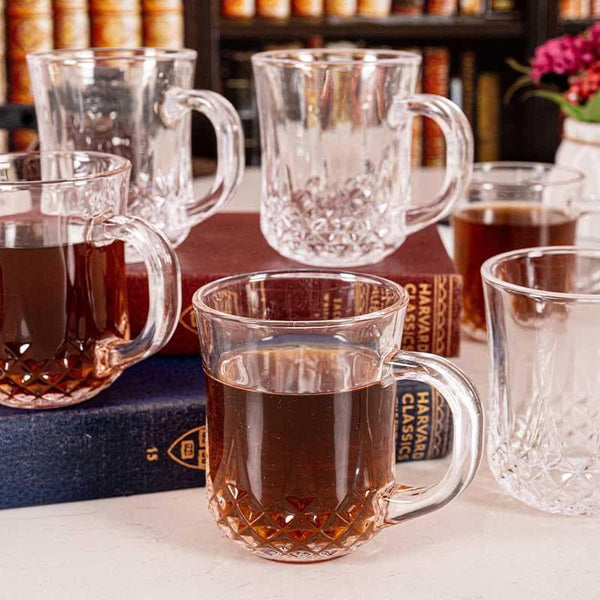 Buy Crux Glass Mugs (210 ml) - Set of Six at Vaaree online | Beautiful Tea Cup to choose from
