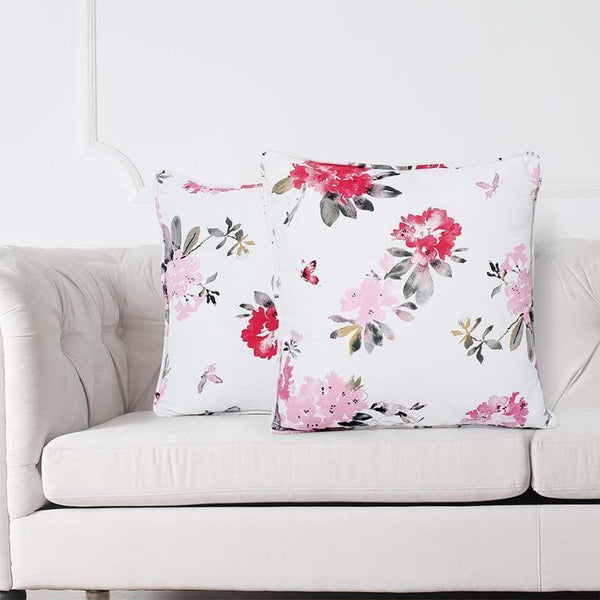 Buy Pink Blooms Cushion Cover - Set Of Two at Vaaree online | Beautiful Cushion Cover Sets to choose from
