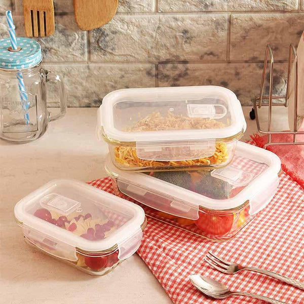 Buy Rectangle Foodie Lunch Box (400/620/1000 ML) - Set of Three at Vaaree online | Beautiful Container to choose from