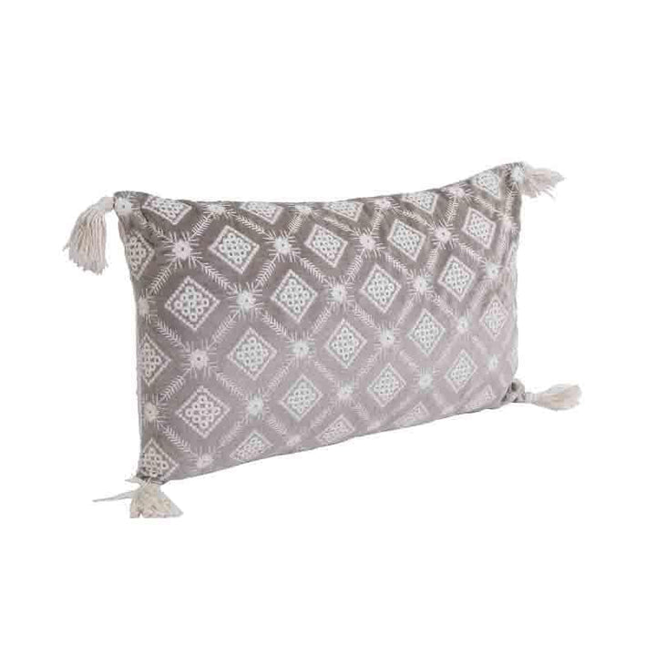 Buy Embroidered Lattice Cushion Cover - (Grey) - Set Of Two at Vaaree online | Beautiful Cushion Cover Sets to choose from