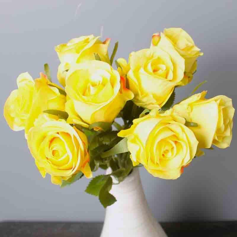 Buy Faux Rose Bouquet (Yellow) - Set Of Eight at Vaaree online | Beautiful Artificial Flowers to choose from