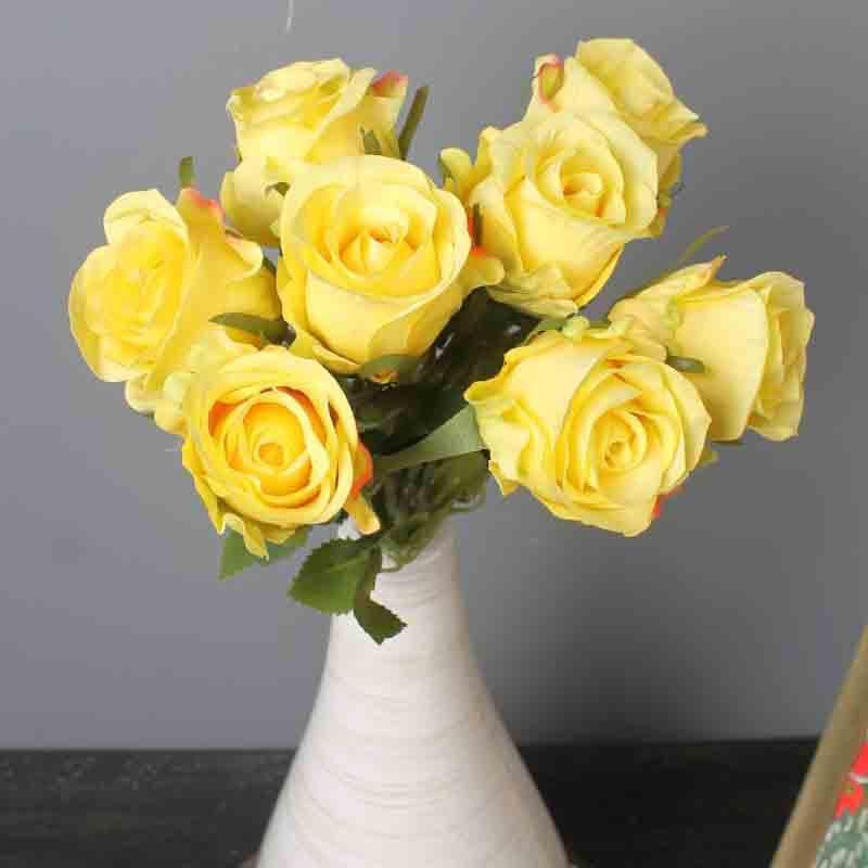 Buy Faux Rose Bouquet (Yellow) - Set Of Eight at Vaaree online | Beautiful Artificial Flowers to choose from