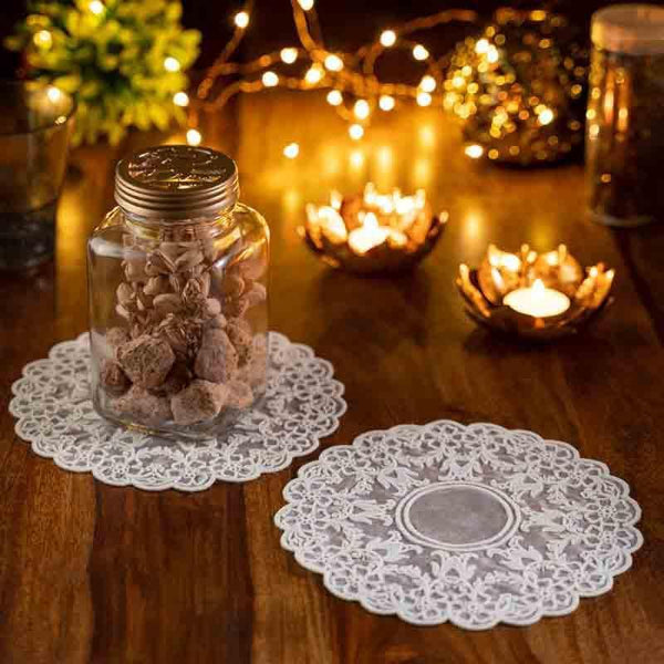 Buy Embroidered French Flower Crochet Coasters - Set Of Four at Vaaree online | Beautiful Coaster to choose from