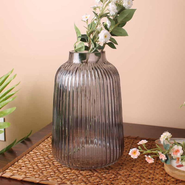 Buy Stella Ribbed Vase - Grey at Vaaree online | Beautiful Vase to choose from